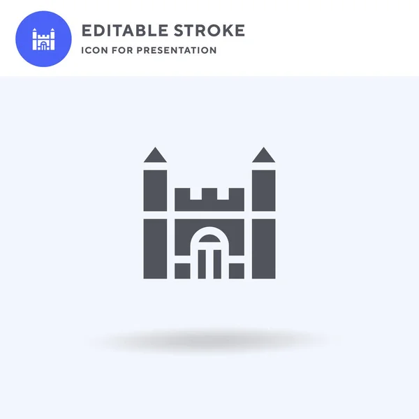 城のアイコンベクトル 完全なフラット記号 ロゴのイラストに隔離された固体ピクトグラム プレゼンテーションの城のアイコン — ストックベクタ