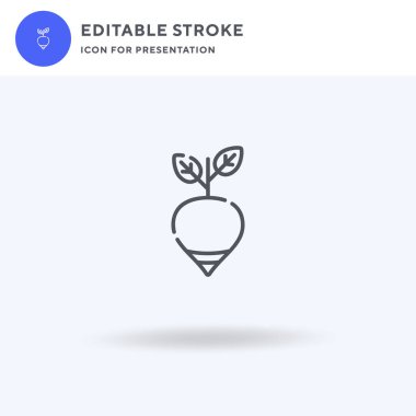 Pancar ikonu vektörü, düz tabela, beyaz üzerine izole edilmiş katı piktogram, logo illüstrasyonu. Sunum için pancar pancar simgesi.