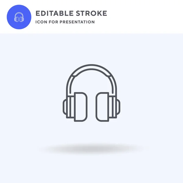 Auriculares Vector Icono Signo Plano Lleno Pictograma Sólido Aislado Blanco — Vector de stock