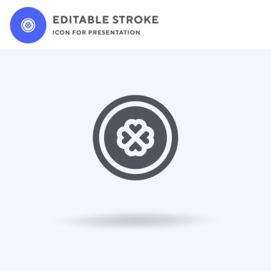 Bozuk para ikonu vektörü, düz tabela, beyaz üzerine izole edilmiş katı piktogram, logo illüstrasyonu. Sunum için bozuk para simgesi.