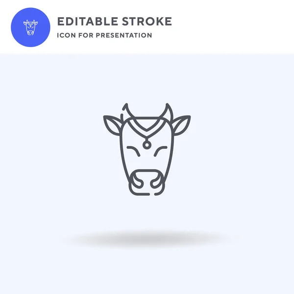 牛のアイコンベクトル 完全なフラット記号 ロゴのイラストに隔離された固体ピクトグラム プレゼンテーションのための牛のアイコン — ストックベクタ