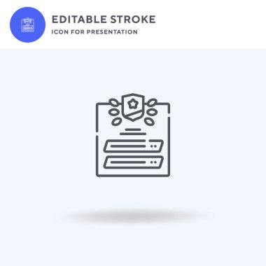 Görev simgesi vektörü, düz tabela, beyaz üzerine izole edilmiş katı resim, logo illüstrasyonu. Sunum için görev simgesi.