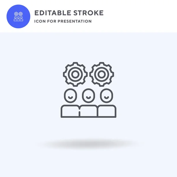 Vetor ícone de trabalho em equipe, sinal plano preenchido, pictograma sólido isolado em branco, ilustração do logotipo. Ícone de trabalho em equipe para apresentação. — Vetor de Stock