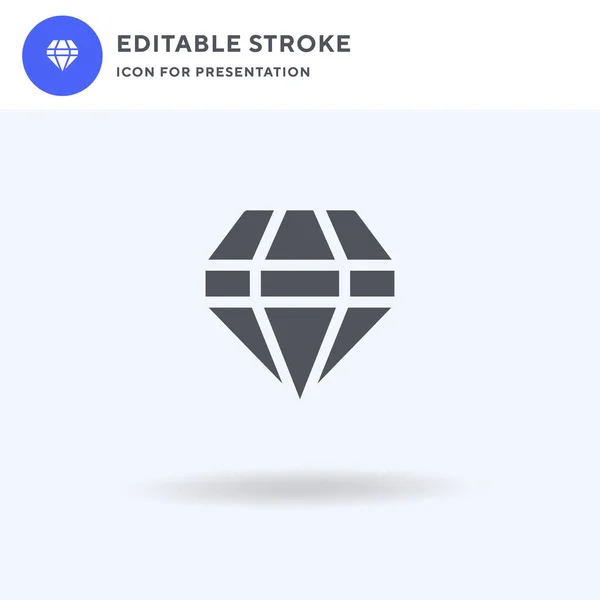 Vetor de ícone de diamante, sinal plano preenchido, pictograma sólido isolado em branco, ilustração do logotipo. Ícone de diamante para apresentação. —  Vetores de Stock