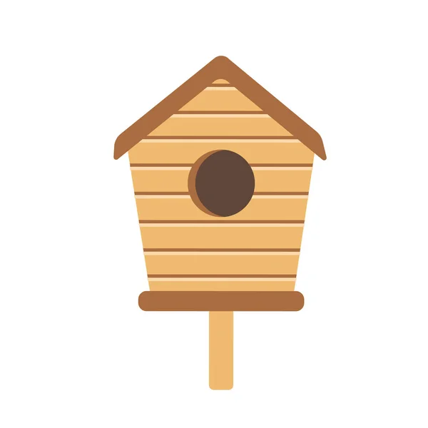 木製の茶色の鳥の家のベクトルイラスト 白い背景に隔離されている 春の要素 デザイン ウェブ グラフィック — ストックベクタ