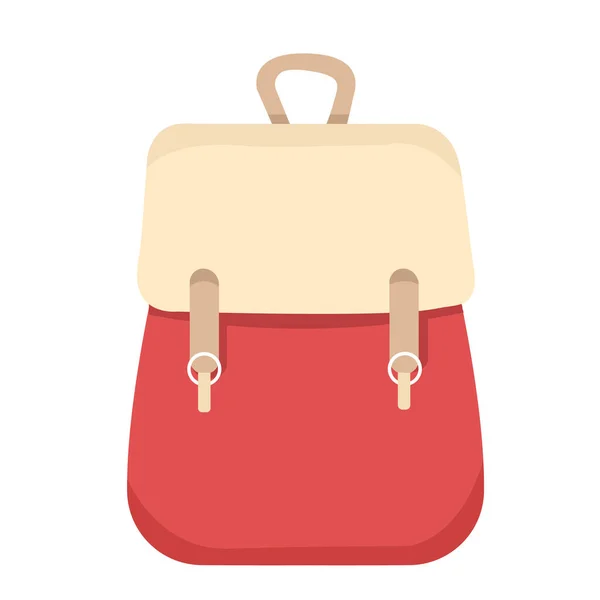 古典的な女性のバックパックのベクトルイラスト デザイン ウェブ グラフィックのための白い背景に隔離された ファッショナブルな女性のバッグ ベージュトップと赤エレガントなリュックサック — ストックベクタ