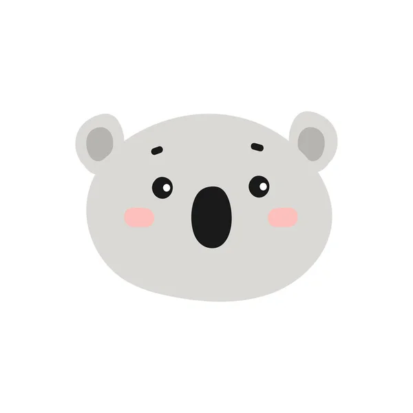 Vektor Illustration Eines Niedlichen Grauen Koala Gesichts Vereinzelt Auf Weißem — Stockvektor