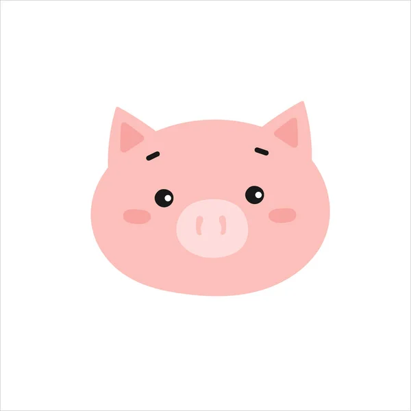 Flat Vector Illustration Eines Niedlichen Schweinefleisches Vereinzelt Auf Weißem Hintergrund — Stockvektor