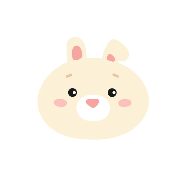 一个米色有趣的兔子脸的矢量图解 被白色背景隔离 小耳朵可爱的兔子 森林动物 动物的头 — 图库矢量图片