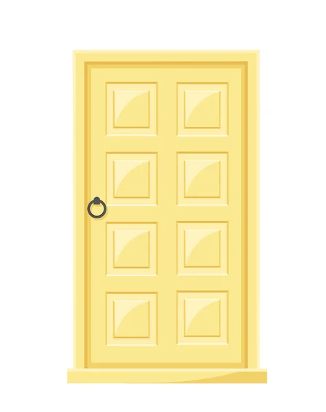 Illustration Vectorielle Une Porte Entrée Jaune Clair Avec Une Poignée — Image vectorielle