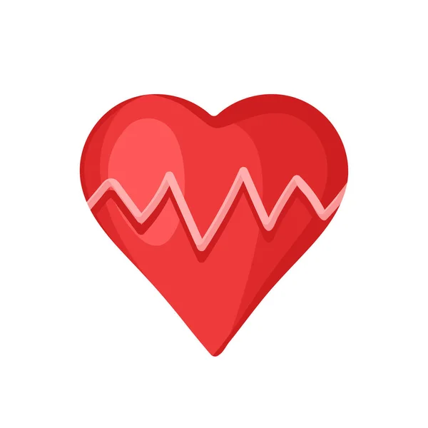 Vector Illustration Heartbeat Symbol Cardiology Medical Red Heart Pulse Isolated — Stock Vector