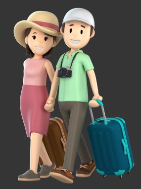 3d render birkaç alarak tatile elele