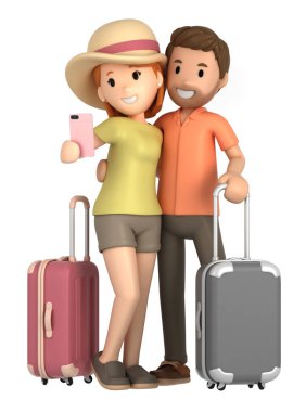 3d render birkaç alarak bir selfie bir tatile;