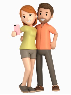 3d render birkaç alarak bir selfie