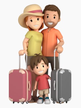 bir aile 3D render bir tatil
