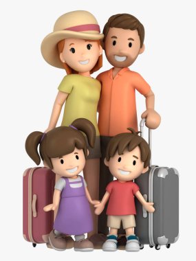 bir aile 3D render bir tatil
