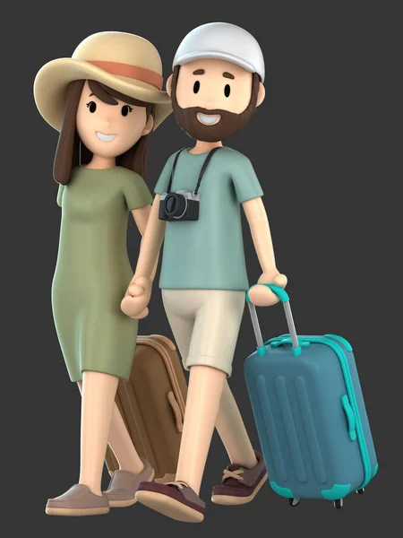 Render Una Pareja Tomando Unas Vacaciones Cogidas Mano —  Fotos de Stock