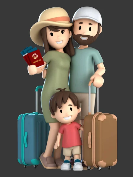 Renderizar Una Familia Tener Viaje Vacaciones —  Fotos de Stock