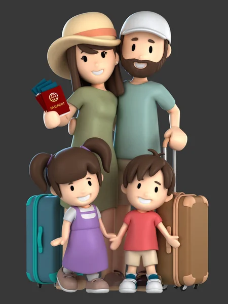 Renderizar Una Familia Tener Viaje Vacaciones —  Fotos de Stock