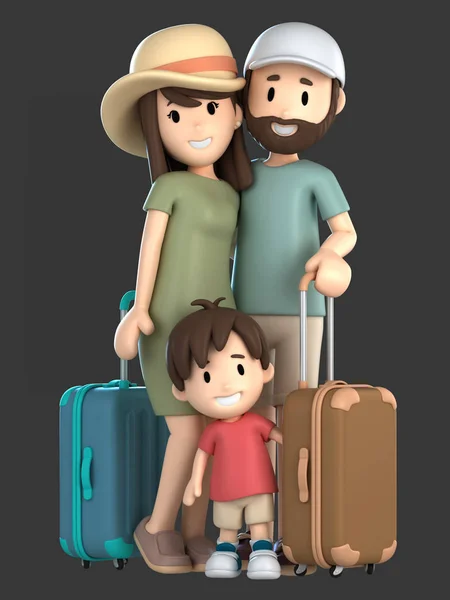 Render Van Een Gezin Vakantie — Stockfoto