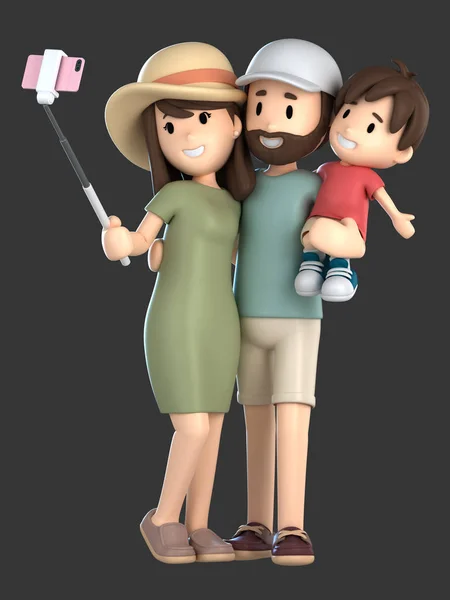 Rendering Una Famiglia Che Selfie Vacanza — Foto Stock