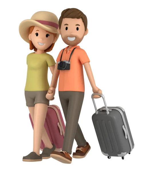 Render Van Een Paar Het Nemen Van Een Vakantie Die — Stockfoto