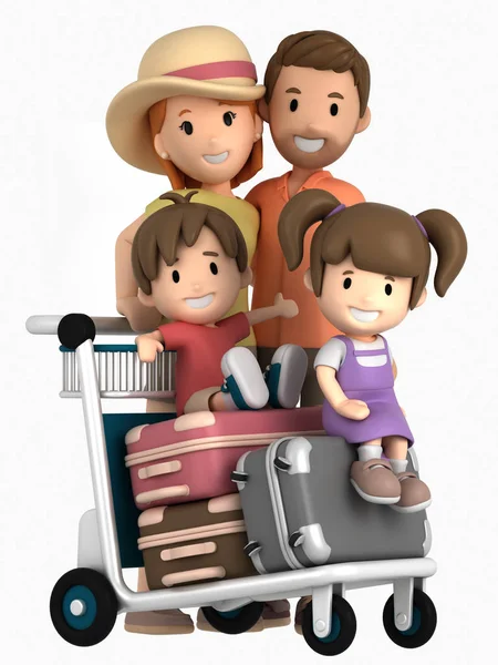 Rendering Una Famiglia Viaggio Una Vacanza — Foto Stock