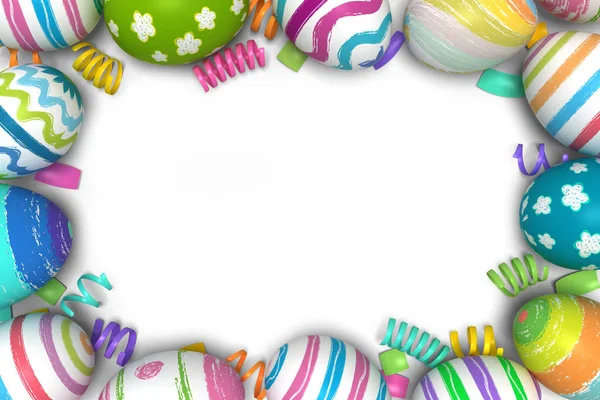 3D render renkli boyalı Paskalya yumurtaları