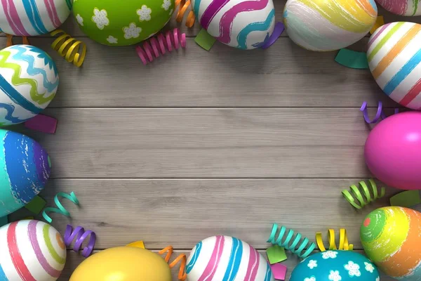 3D render renkli boyalı Paskalya yumurtaları