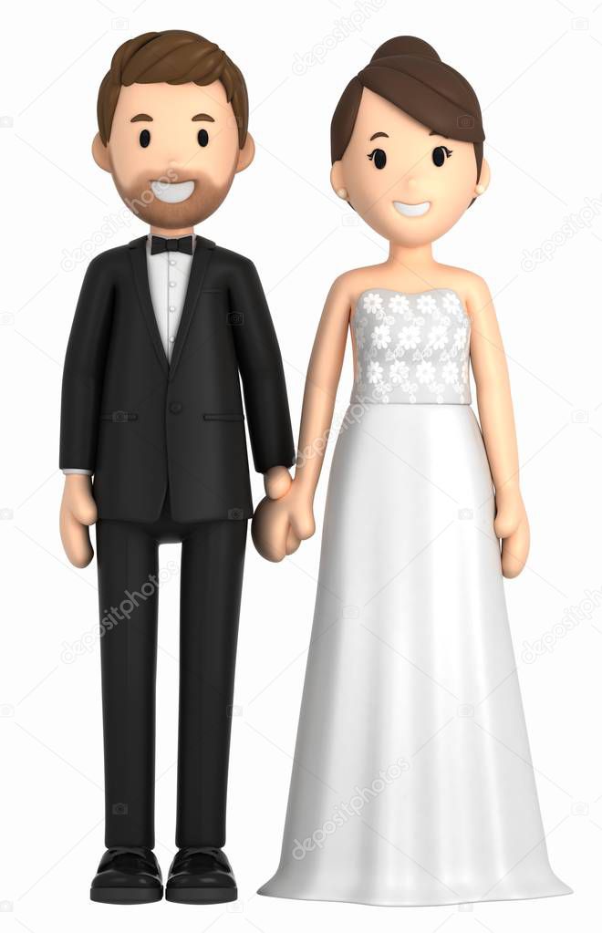 3d illustration of a newly wed couple