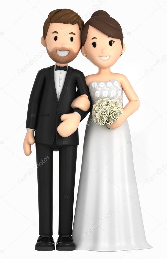 3d illustration of a newly wed couple