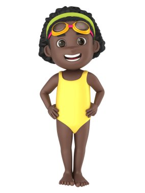 Mayo ve gözlük takan bir çocuğun 3D render