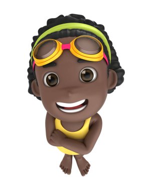 Mayo ve gözlük takan bir çocuğun 3D render