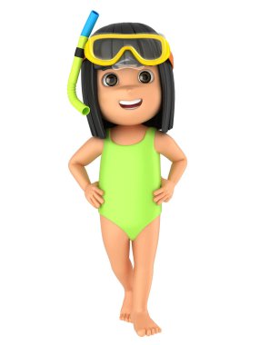 Mayo ve gözlük takan bir çocuğun 3D render