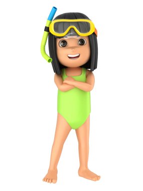 Mayo ve gözlük takan bir çocuğun 3D render