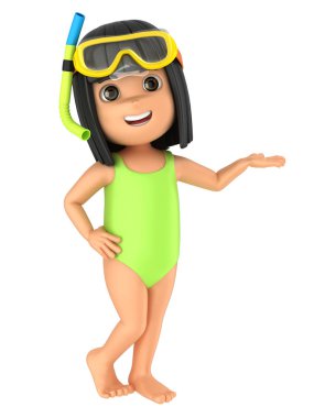 Mayo ve bir şey sunmak gözlük takan bir çocuğun 3D render