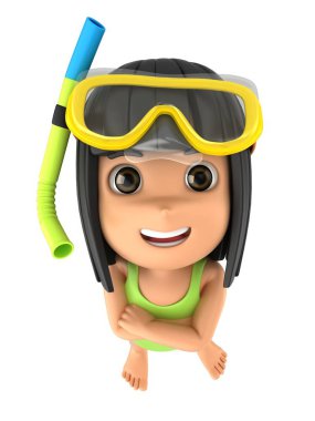 Mayo ve gözlük takan bir çocuğun 3D render