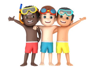 Mayo ve gözlük takan bir çocuk 3D render