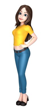 Genç bir kadının 3D render