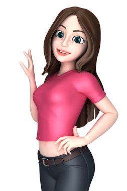 Genç bir kadının 3D render