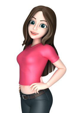 Genç bir kadının 3D render