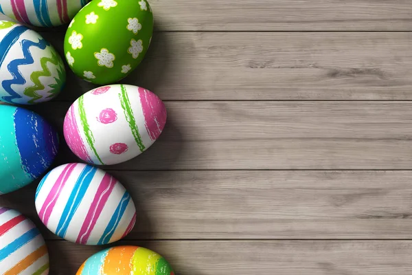 3D render renkli boyalı Paskalya yumurtaları