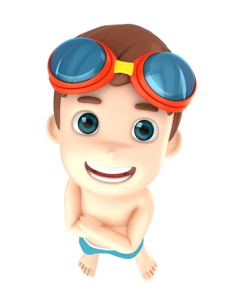 Representación Niño Con Traje Baño Gafas —  Fotos de Stock
