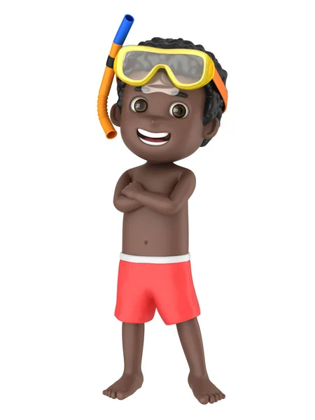 Rendu Enfant Portant Maillot Bain Lunettes — Photo