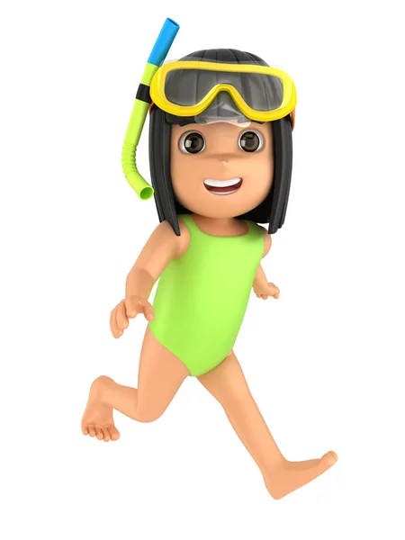 Rendu Enfant Portant Maillot Bain Lunettes Course — Photo