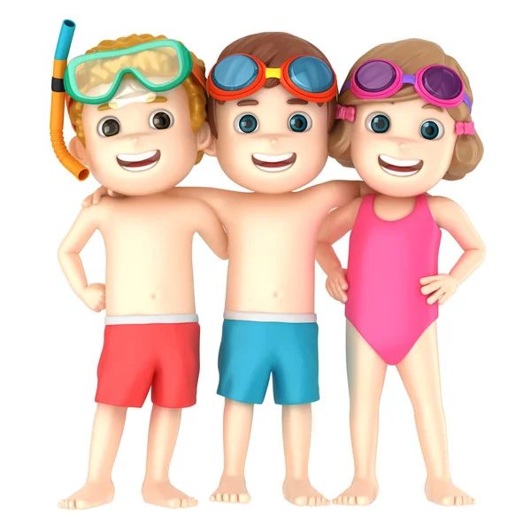 Mayo ve gözlük takan bir çocuk 3D render