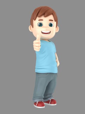 3D illüstrasyon işareti Yaşasın gösterilen sevimli küçük çocuk