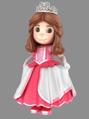 3D resimde güzel bir pembe prenses şirin bir kız Giydir