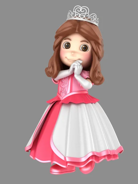 Ilustracja Cute Girl Pięknej Księżniczki Różowy Sukienka — Zdjęcie stockowe