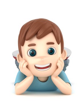 kat gülümseyen döşeme hoş çocuk 3D çizimi